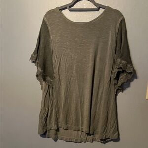 RXB Olive Lace Trim Women's Blouse